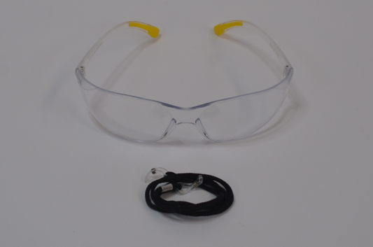 Clear Wrap Around Safety Glasses with Cord
