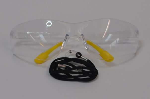 Clear Wrap Around Safety Glasses with Cord